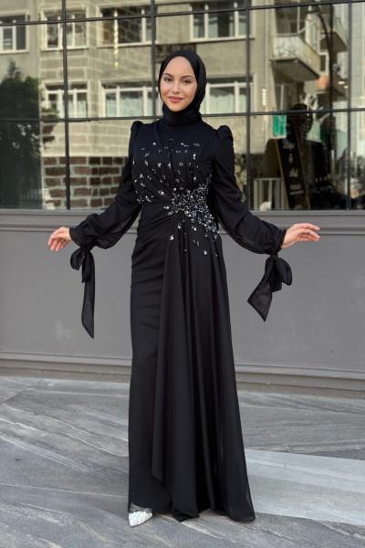 Firuze Tesettür Abiye Siyah