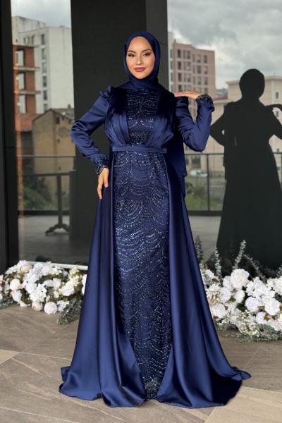 Dilşah Tesettür Abiye Lacivert