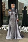 Dilşah Tesettür Abiye Gri