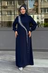 Hazan Tesettür Abiye Koyu Lacivert