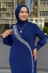 Hazan Tesettür Abiye Açık Lacivert