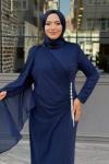 Türkü Tesettür Abiye Lacivert