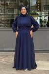 Neslişah Tesettür Abiye Lacivert