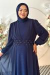 Neslişah Tesettür Abiye Lacivert