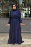 Neslişah Tesettür Abiye Lacivert