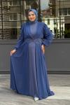 Neslişah Tesettür Abiye İndigo