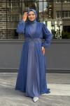 Neslişah Tesettür Abiye İndigo