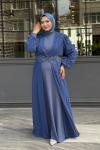 Neslişah Tesettür Abiye İndigo