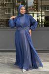 Neslişah Tesettür Abiye İndigo