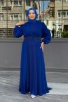 Neslişah Tesettür Abiye Saks Mavisi