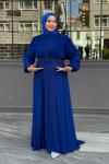 Neslişah Tesettür Abiye Saks Mavisi