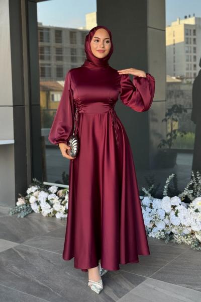 Nazlı Tesettür Elbise Bordo