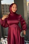 Nazlı Tesettür Elbise Bordo