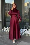 Nazlı Tesettür Elbise Bordo