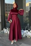 Nazlı Tesettür Elbise Bordo