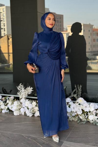 Elanur Tesettür Abiye Lacivert