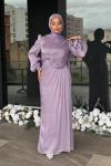 Elanur Tesettür Abiye Lila