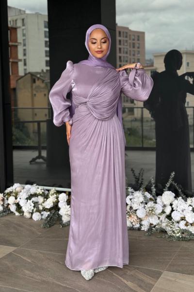 Elanur Tesettür Abiye Lila