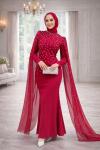 Defne Tesettür Abiye Kırmızı