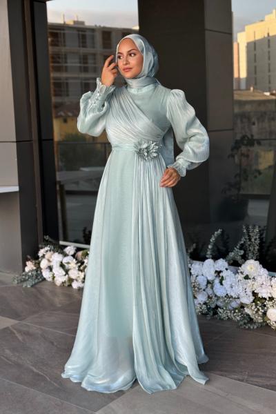 Bahar Tesettür Abiye Su Yeşili