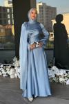 Beyza Tesettür Abiye Açık Mavi