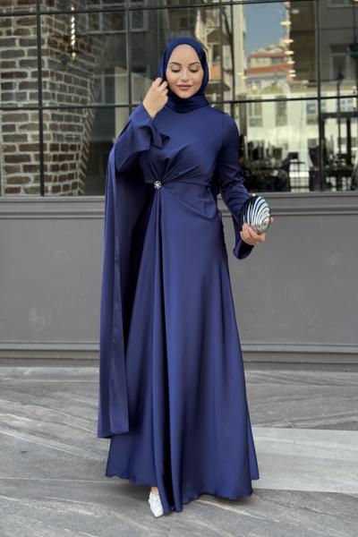 Beyza Tesettür Abiye Lacivert