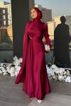 Beyza Tesettür Abiye Bordo