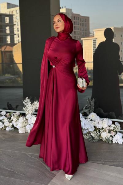 Beyza Tesettür Abiye Bordo