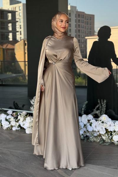 Beyza Tesettür Abiye Vizon