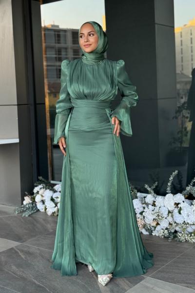 Öykü Tesettür Abiye Çağla yeşili