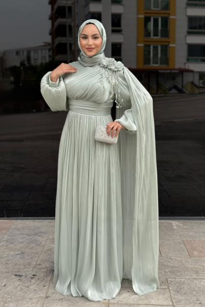 Birgül Tesettür Abiye Mint Yeşili