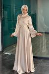 Demet Tesettür Abiye Bej