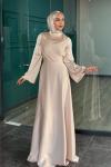 Demet Tesettür Abiye Bej