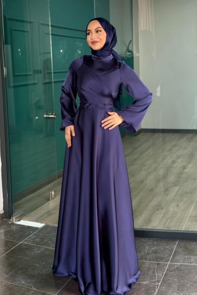 Demet Tesettür Abiye Lacivert