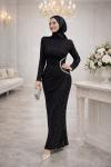 Lale Tesettür Abiye  Siyah