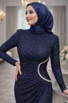 Lale Tesettür Abiye  Lacivert