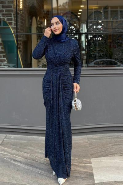 İdil Tesettür Abiye Lacivert