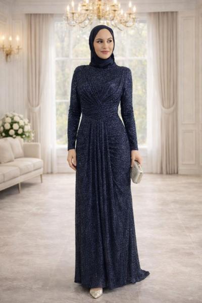 İdil Tesettür Abiye Lacivert