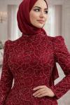 Simge Tesettür Abiye Bordo
