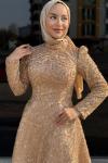 Simge Tesettür Abiye Gold