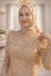 Simge Tesettür Abiye Gold