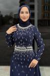 Ayça Tesettür Abiye Lacivert