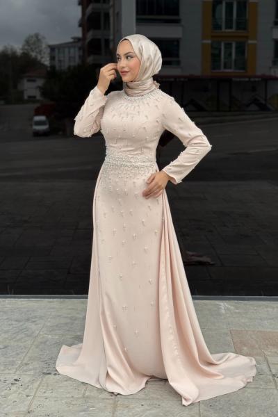 Ayça Tesettür Abiye Taş Rengi