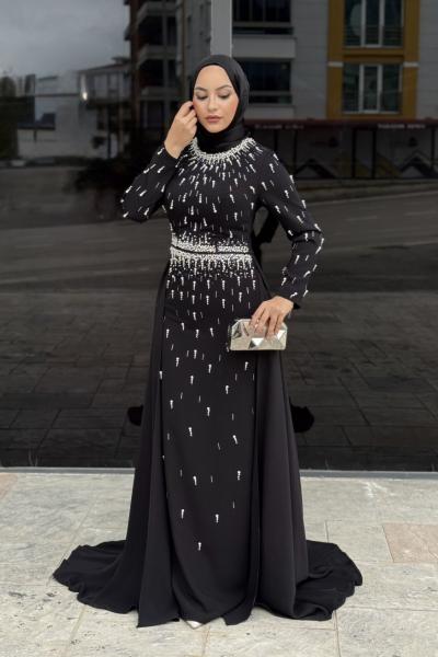 Ayça Tesettür Abiye Siyah