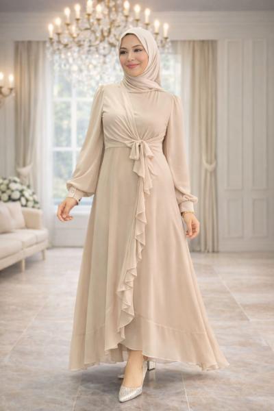 Beliz Tesettür Abiye Taş Rengi