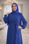 Beliz Tesettür Abiye Saks Mavisi