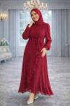 Beliz Tesettür Abiye Bordo