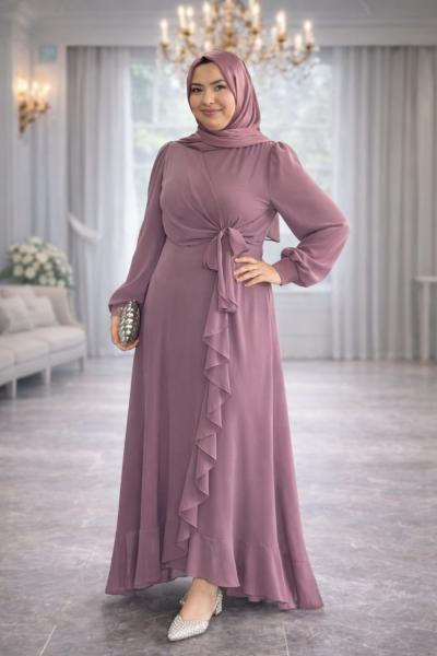 Beliz Tesettür Abiye Lila