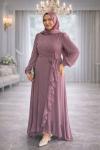 Beliz Tesettür Abiye Lila