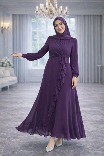 Beliz Tesettür Abiye Mor